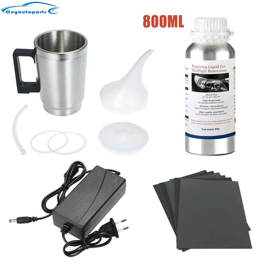 Car Headlight Polishing Restoration Kit Auto Headlight Restorer Repair Set Workshop Tools 800ML Liquid Polymer Evaporator