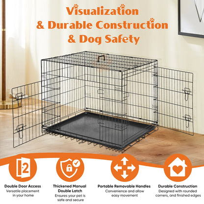 Double Door Folding Wire Dog Cage