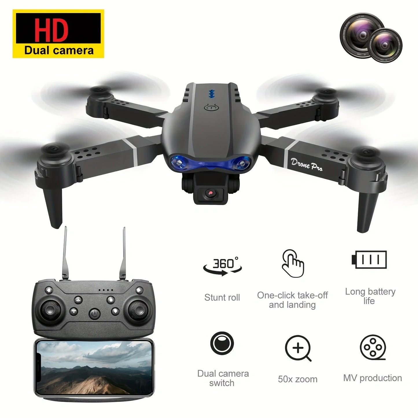 Professional RC Drone, Dual Camera Quadcopter