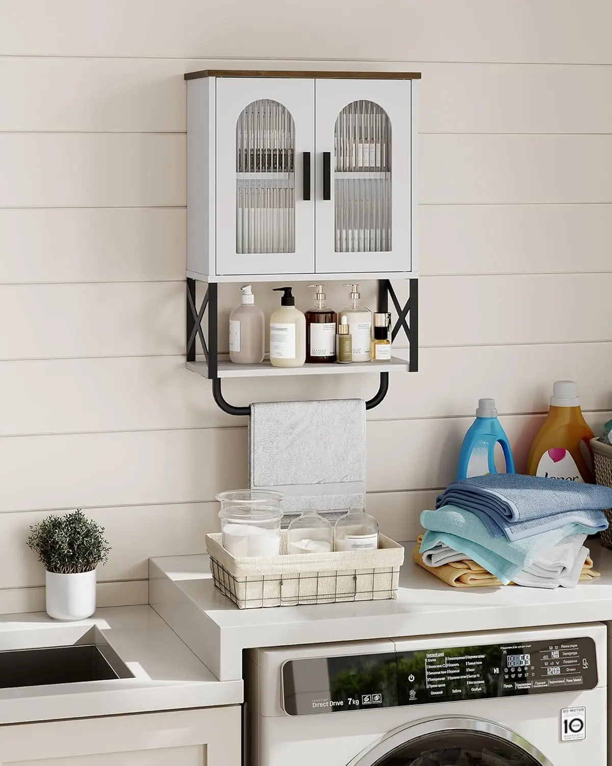 Adjustable Shelf Wall Cabinet with Glass Doors