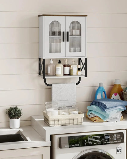 Adjustable Shelf Wall Cabinet with Glass Doors