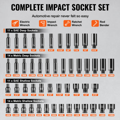 Impact Socket Set Deep Shallow Socket