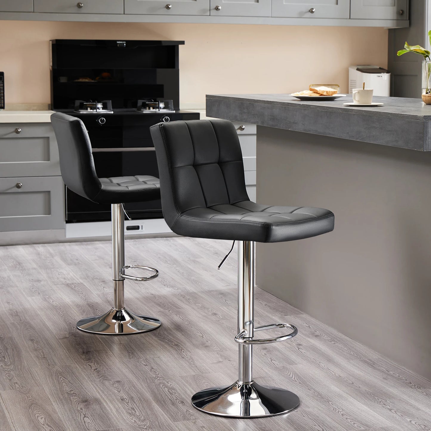 Leather Bar Stools Set of 2 Counter Height
