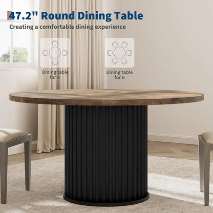 47" Round Dining Table for 4-6 People