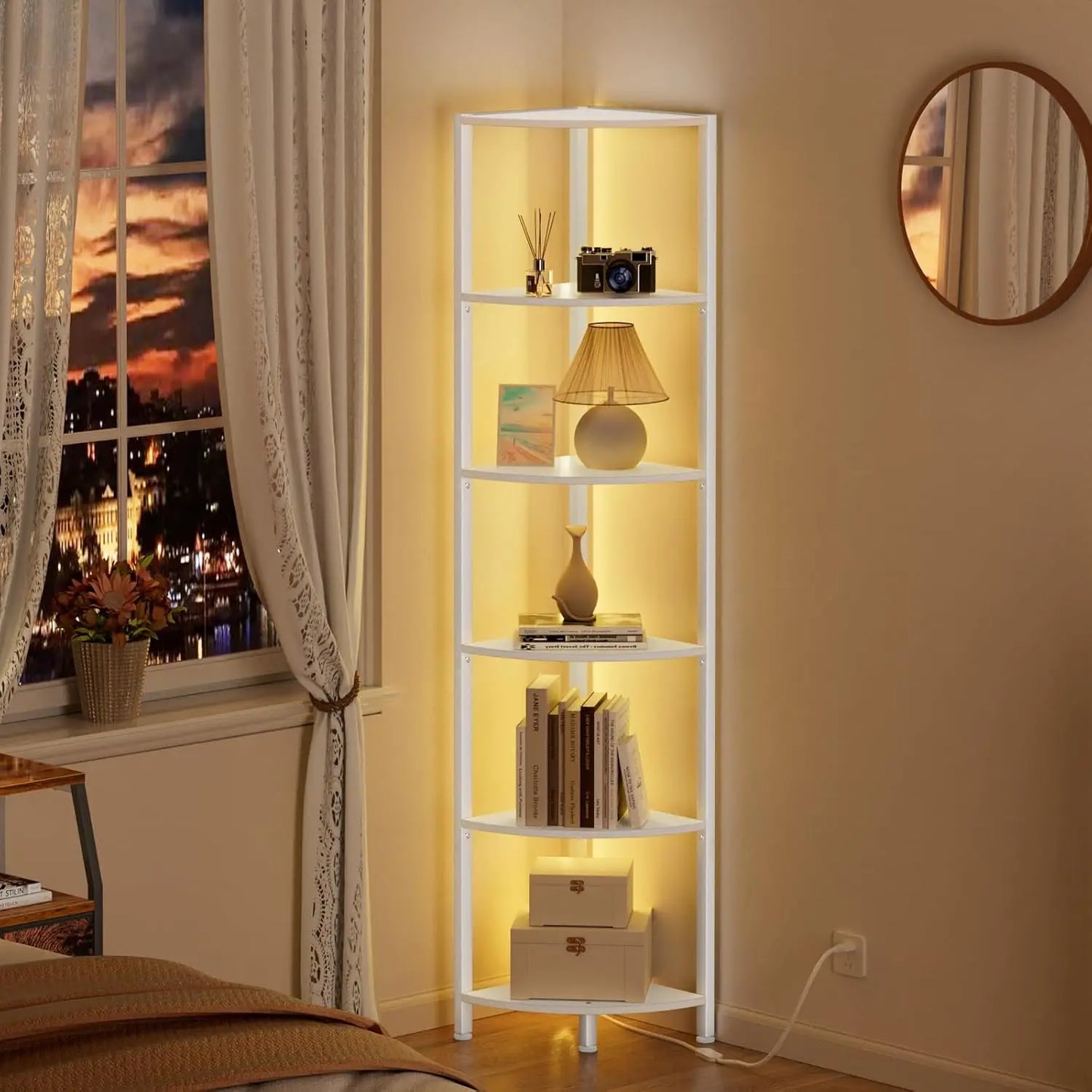 6 Tier Corner Shelf with LED Light