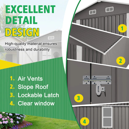 10x12FT Outdoor Storage Shed  Metal