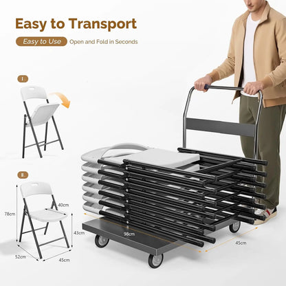 10-Pack White Plastic Folding Chairs
