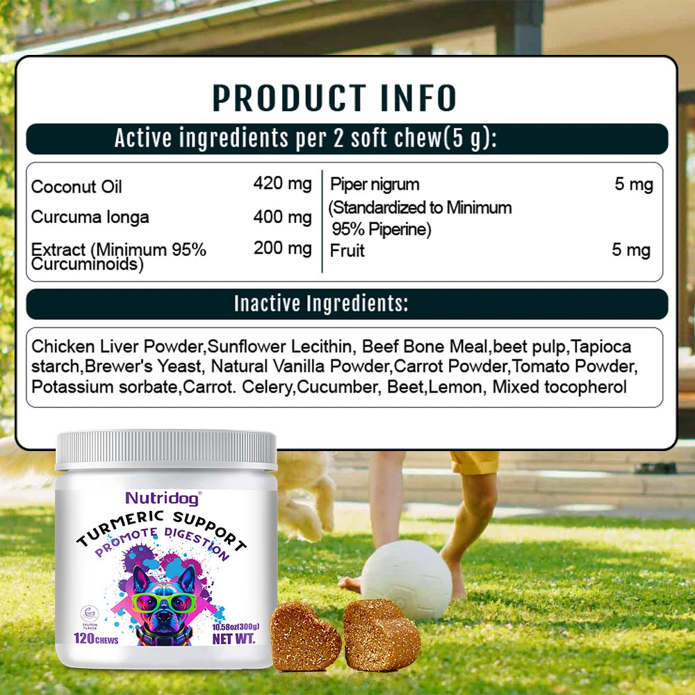 Dog Turmeric Chews Anti-Inflammatory Joint Care Contains Glucosamine
