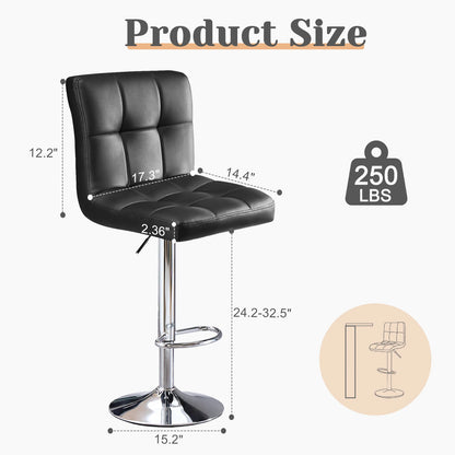Leather Bar Stools Set of 2 Counter Height