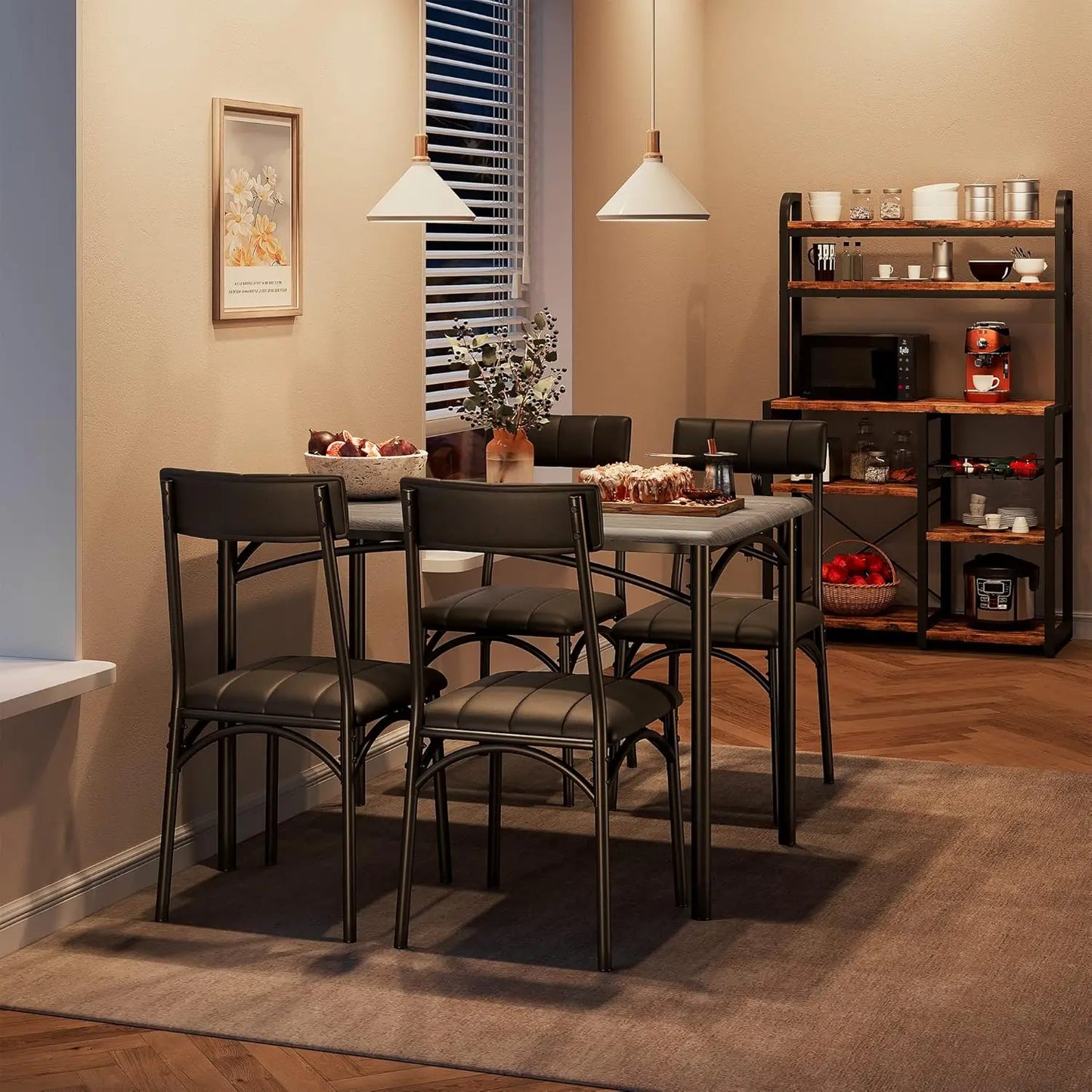 Kitchen Table with 4 Upholstered Chairs