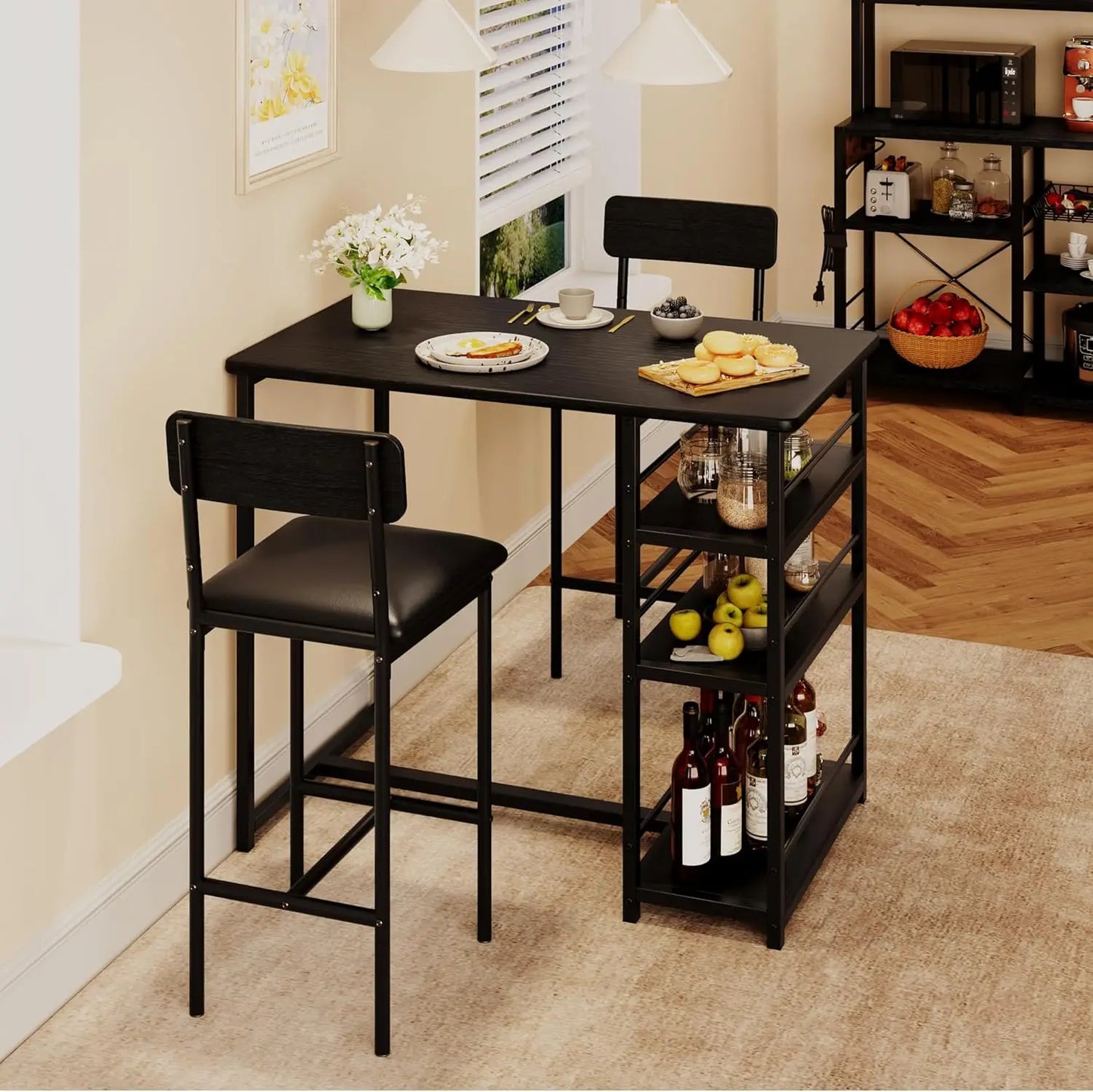 3 Piece Kitchen Table with Cushion Chairs