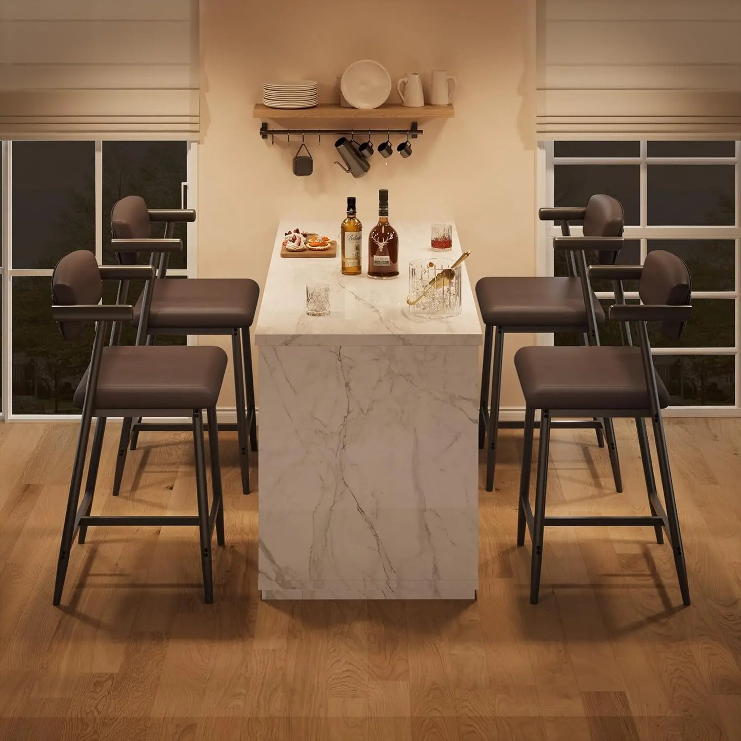 2PCS Counter Height Bar Stools