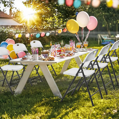 10-Pack White Plastic Folding Chairs