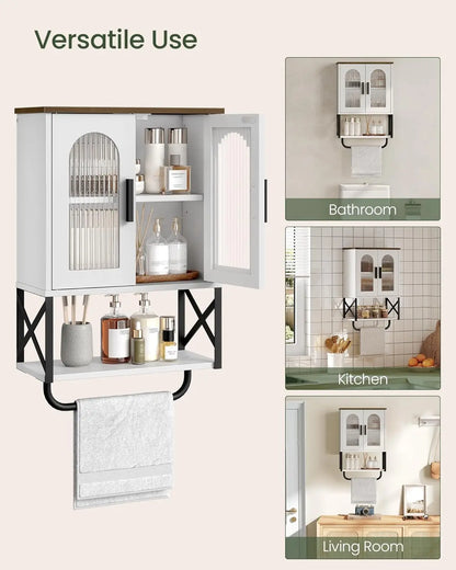 Adjustable Shelf Wall Cabinet with Glass Doors