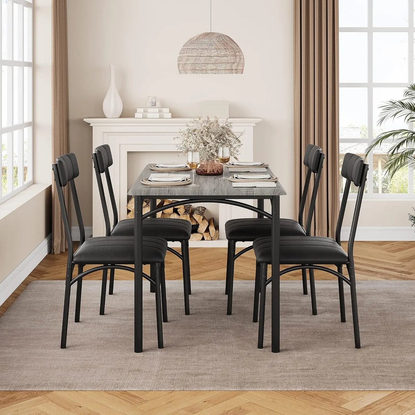 Kitchen Table with 4 Upholstered Chairs