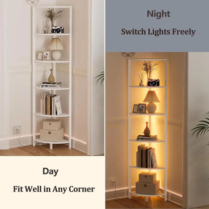 6 Tier Corner Shelf with LED Light