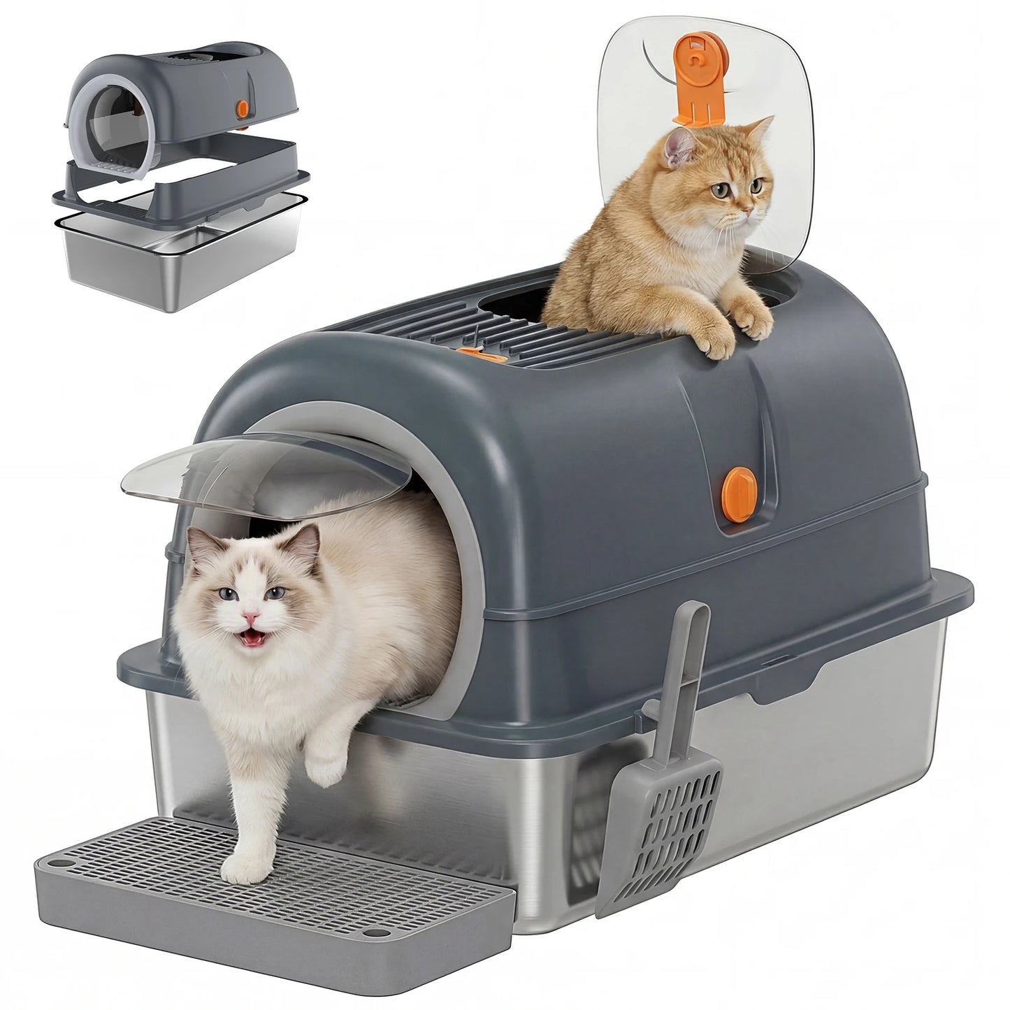 Stainless Steel Cat Litter Enclosed Mat Included