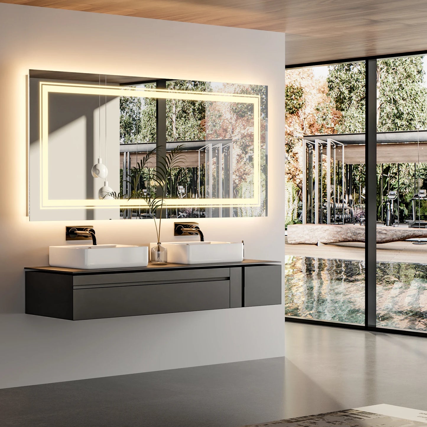 LED Mirror 40"x 24" with Front and Backlit