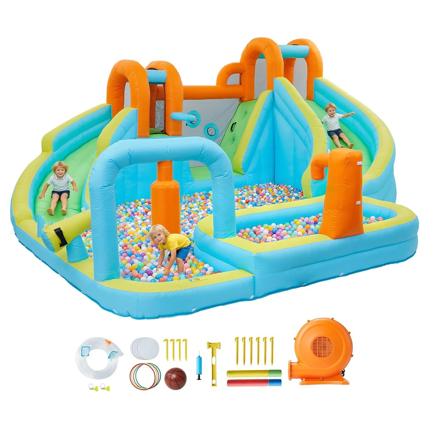 10-in-1 Inflatable Bounce House with Slide