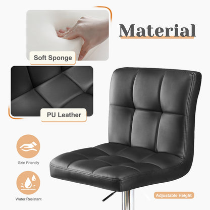 Leather Bar Stools Set of 2 Counter Height