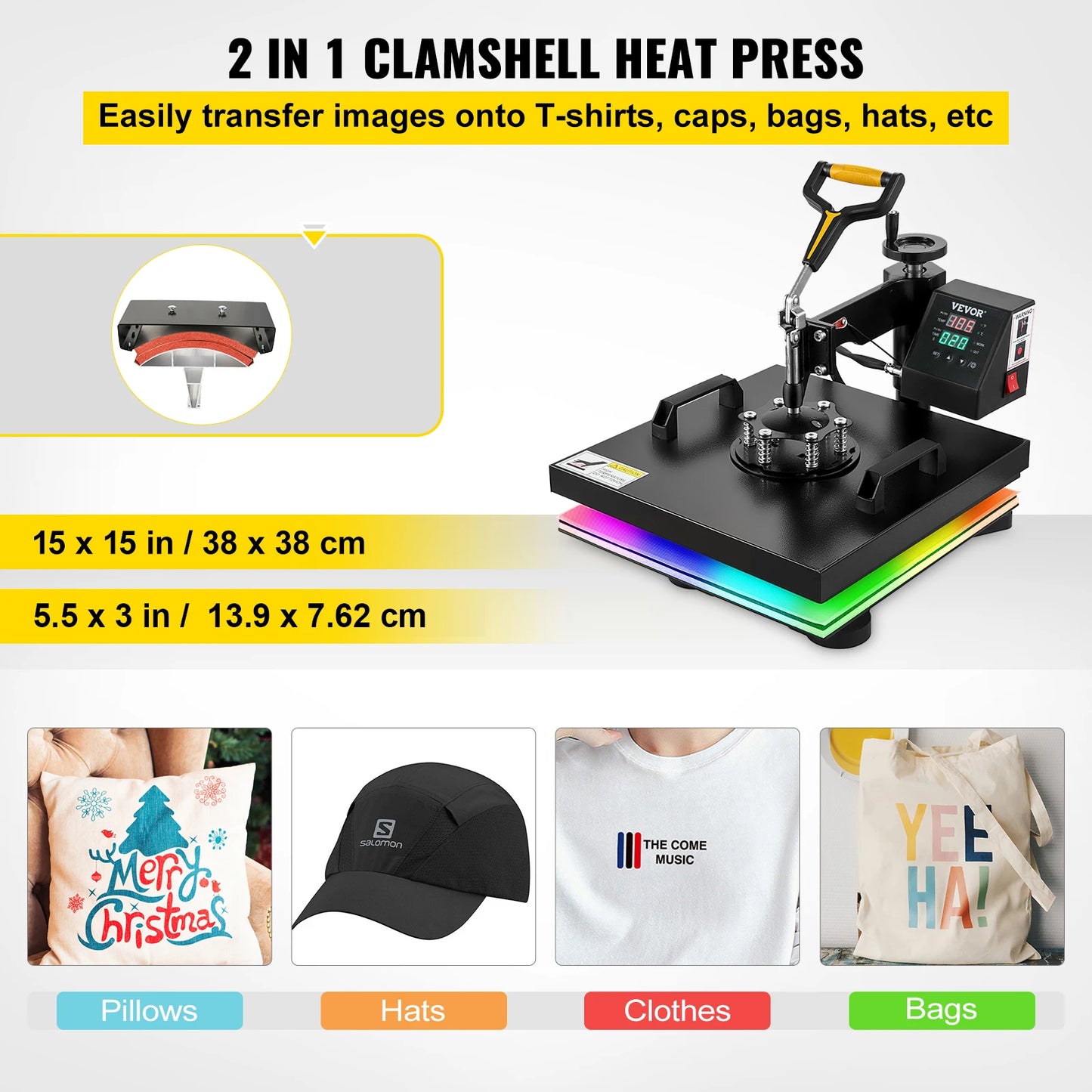 2In1 Heat Press Machine T-shirt Cap