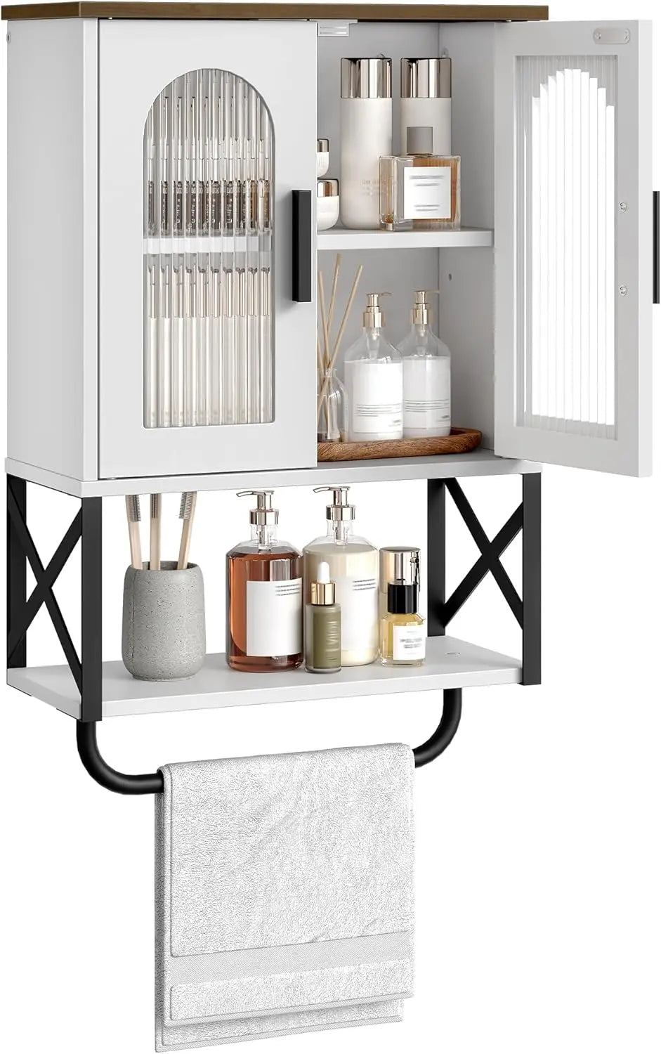 Adjustable Shelf Wall Cabinet with Glass Doors