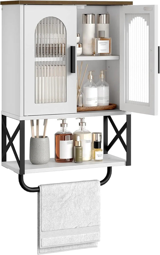 Adjustable Shelf Wall Cabinet with Glass Doors