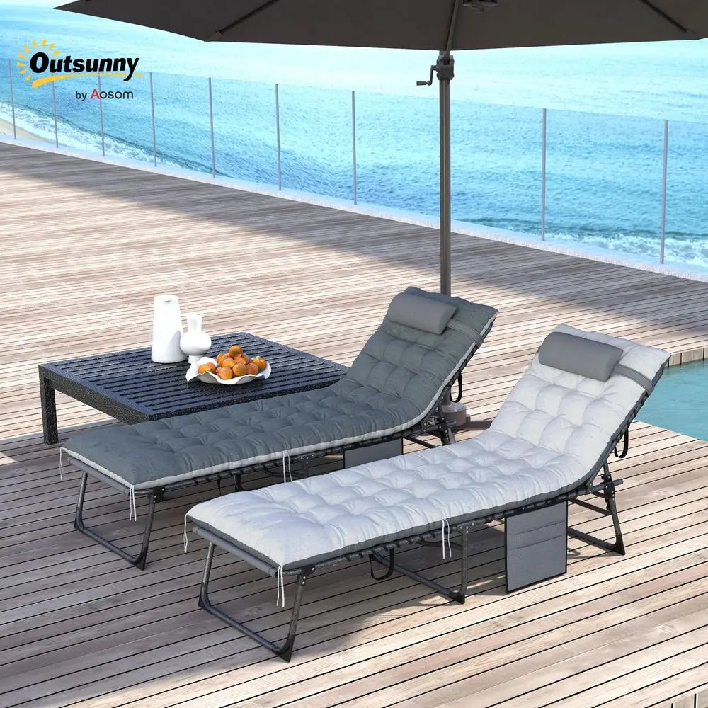 Chaise Lounge Chair Outdoor Set of 2