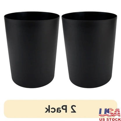 2 Pack 5 Gallon Black Plastic Wastebasket