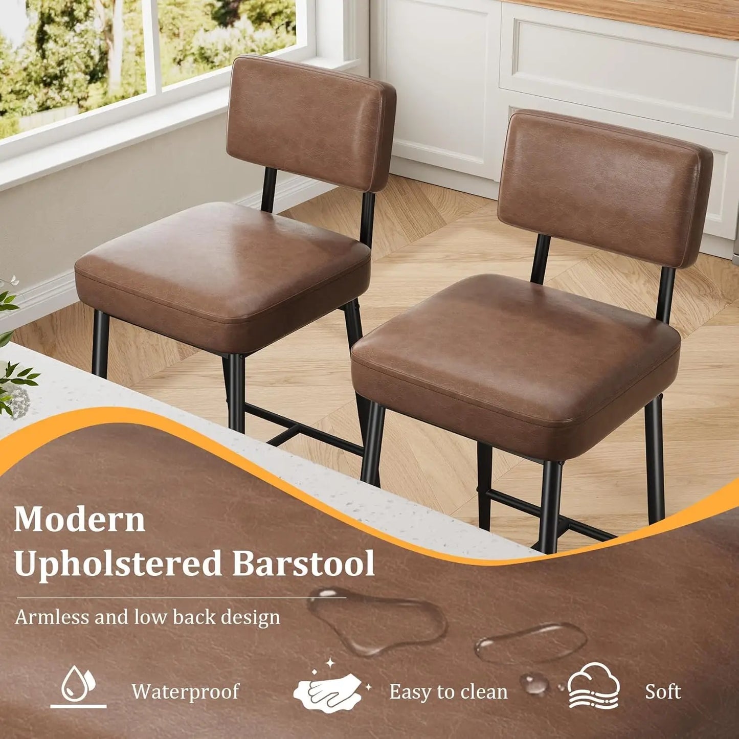 2 Pcs Bar Stools Leather Island ,Counter