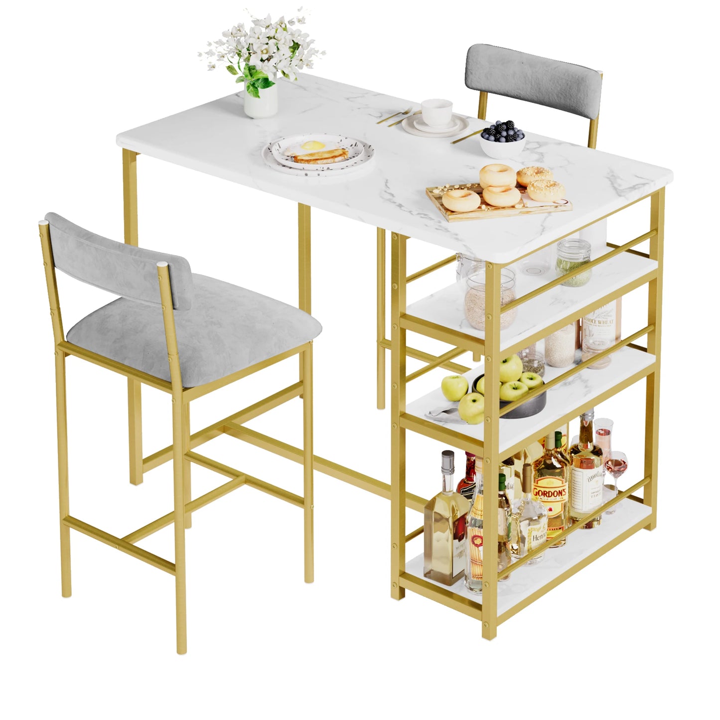 3 Piece Kitchen Table with Cushion Chairs