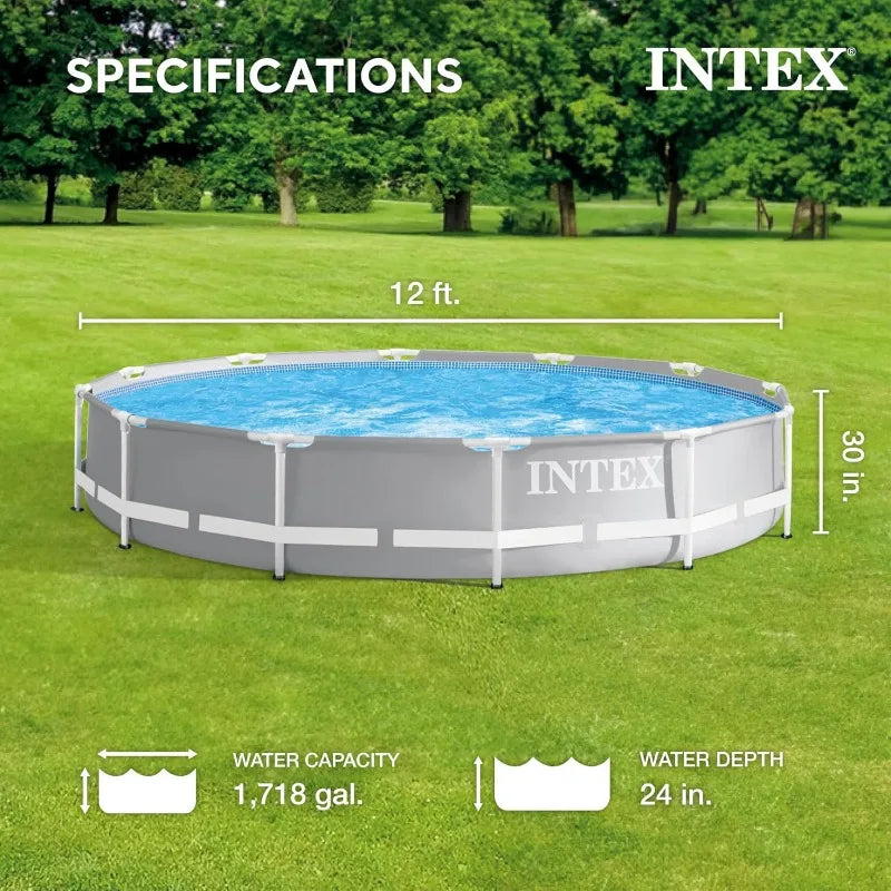 12 Foot x 30 Inch Round Above Ground Outdoor Swimming Pool