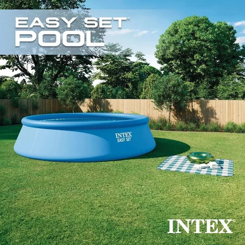 INTEX Easy Set 18 ft x 48in Above Ground Pool Set, Round Inflatable Swimming Pool with 1500 GPH Cartridge Filter Pump, Ladder