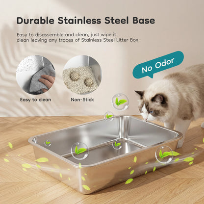 Stainless Steel Cat Litter Enclosed Mat Included