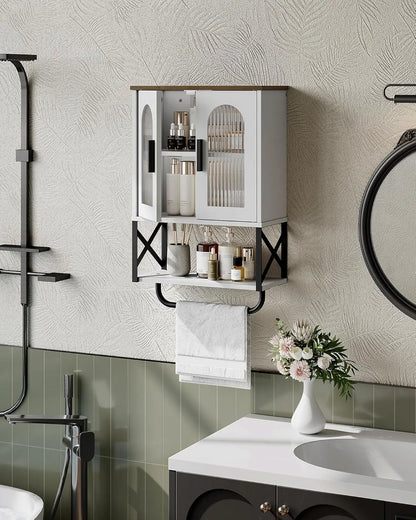 Adjustable Shelf Wall Cabinet with Glass Doors