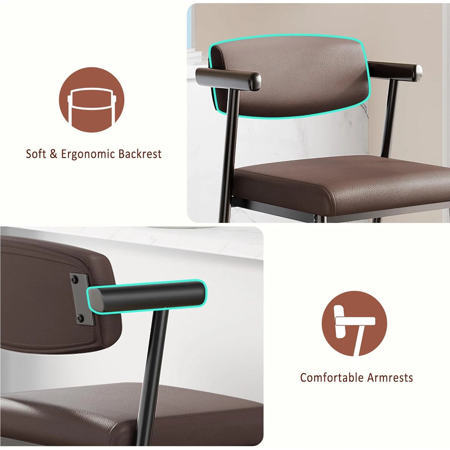 2PCS Counter Height Bar Stools