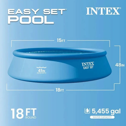 INTEX Easy Set 18 ft x 48in Above Ground Pool Set, Round Inflatable Swimming Pool with 1500 GPH Cartridge Filter Pump, Ladder