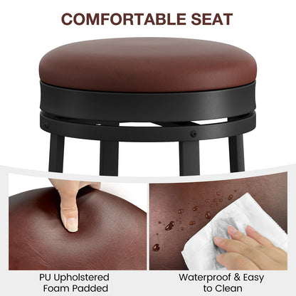 24'' Counter Height Barstools, Leather Upholstered