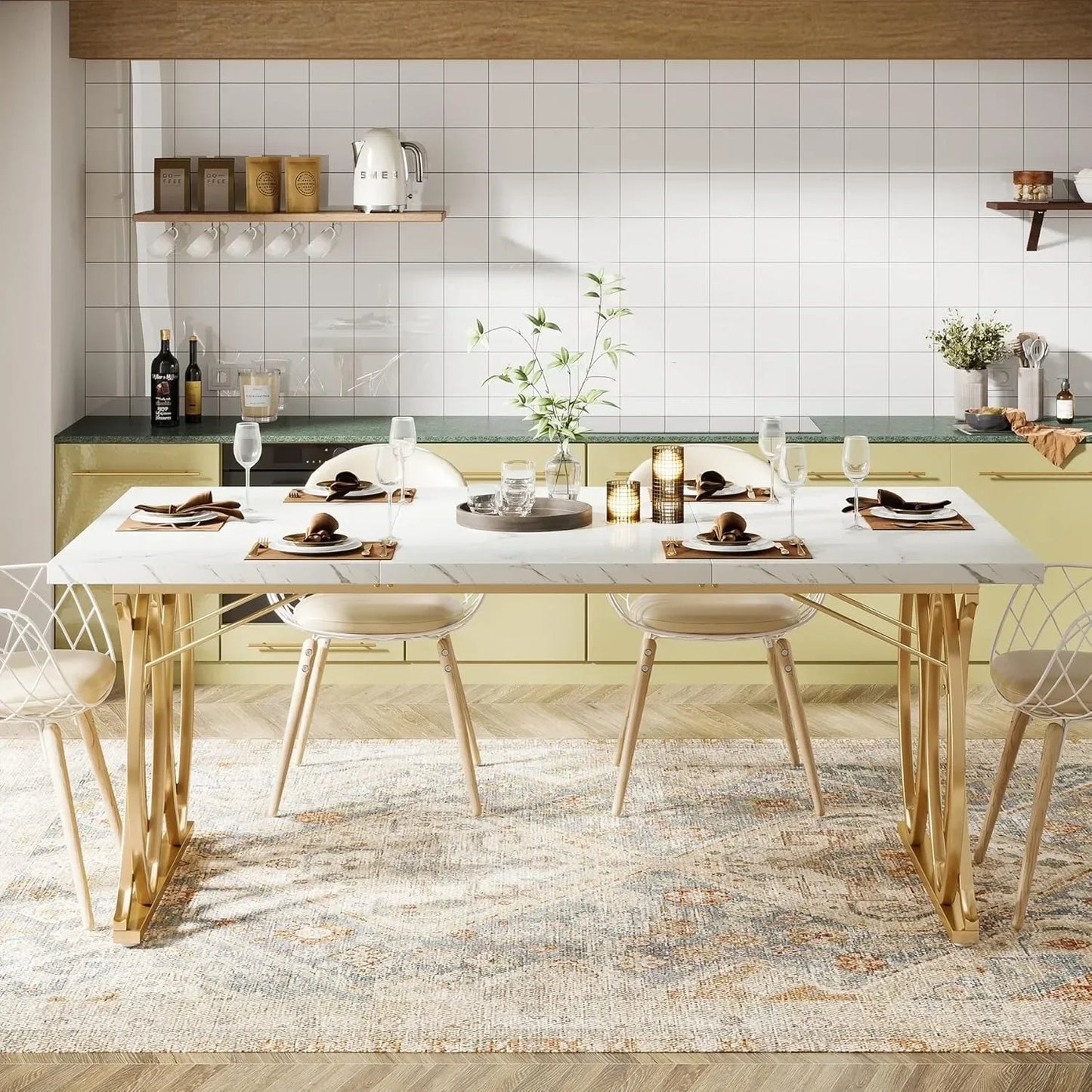 Modern Dining 63" Large Kitchen Table