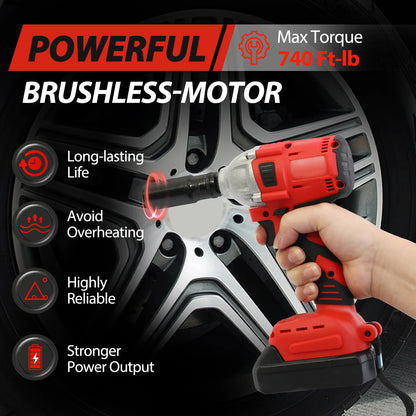 20V Cordless Electric Impact Wrench 1/2 Inch