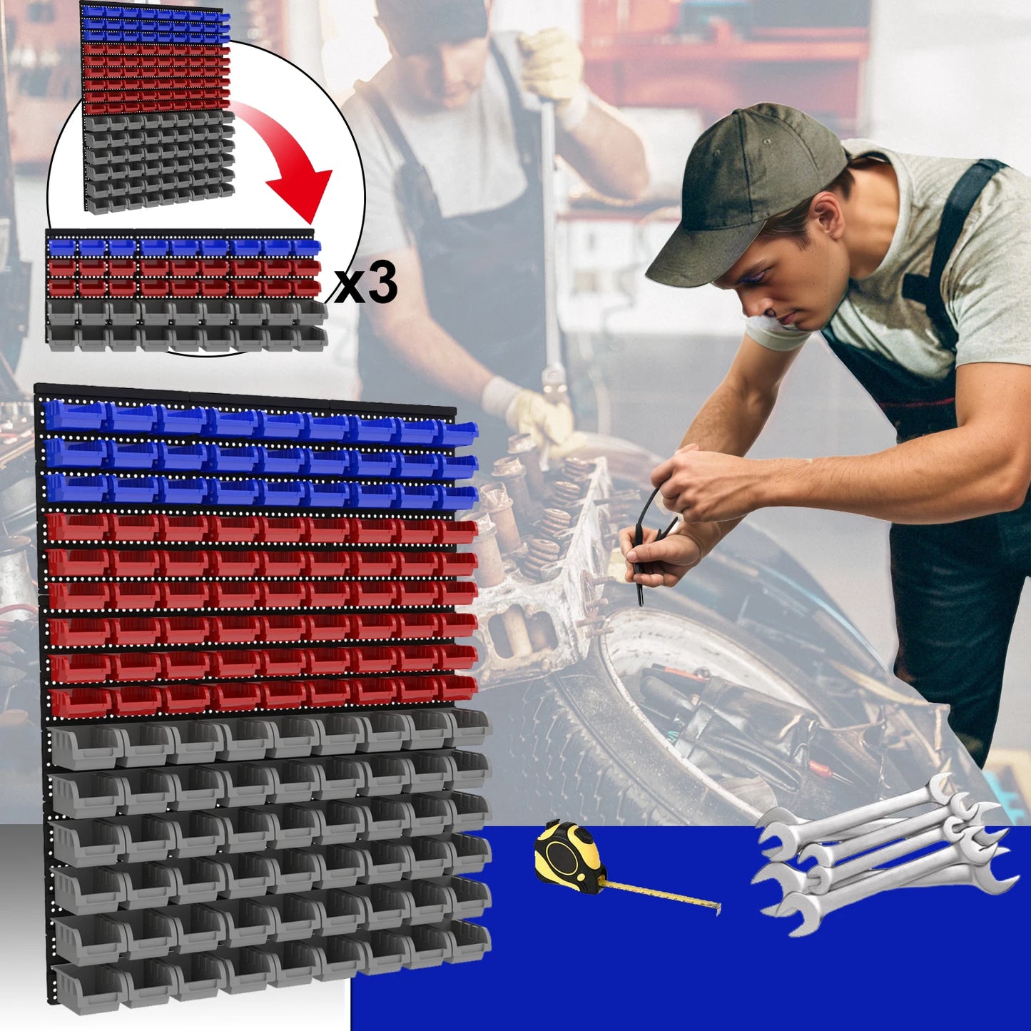 45/90/135pcs Wall-Mounted Tool Organizer