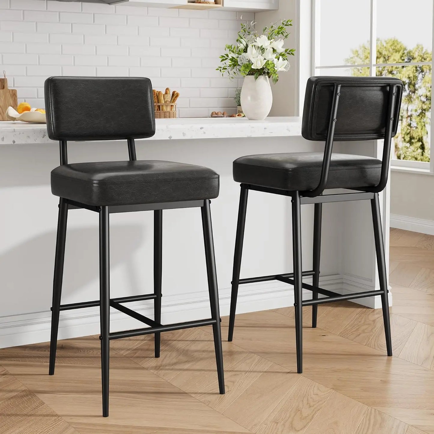 2 Pcs Bar Stools Leather Island ,Counter