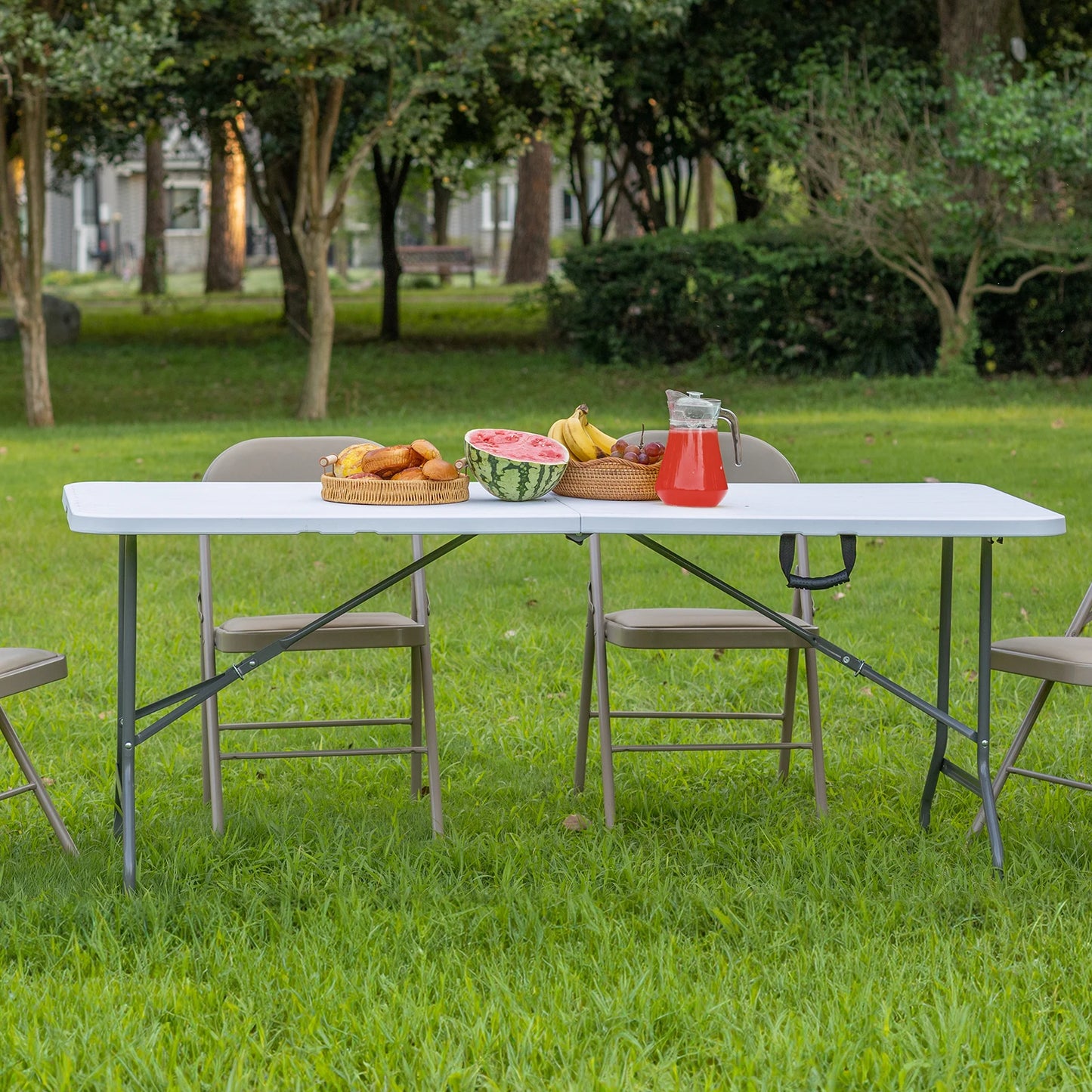 JHK Plastic Portable Folding Outdoor Indoor Table Heavy Duty Foldable Table with Carrying Handle Safety Lock For Camping Picnic
